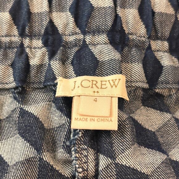 J. Crew 3" Boardwalk Shorts Blue Geometric Elastic Waist Pull On Style Sz 4 - Picture 4 of 5